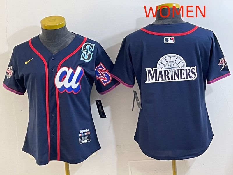 Women 2025 Seattle Mariners Blank Drak Blue All star Nike MLB Jersey style 05